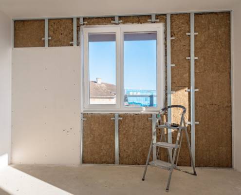 Travaux isolation des murs d'un appartement ancien a lunel 